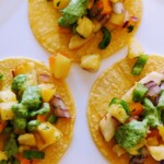 Halloumi Tacos with Pineapple Salsa and Aji Verde